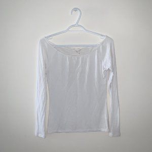 3/$20 White Ribbed Off Shoulder Long Sleeve Top